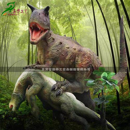 大型仿真战斗恐龙电动牛龙禽龙打斗组模型主题公园装饰摆件