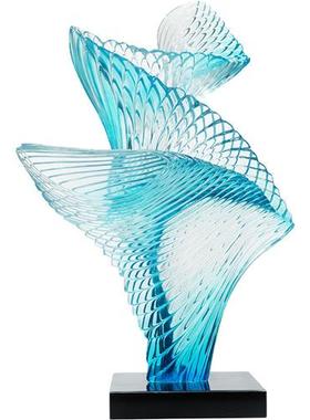 售楼部酒店大堂大型落地雕塑玄关客厅桌面摆件家居装饰品透明树脂