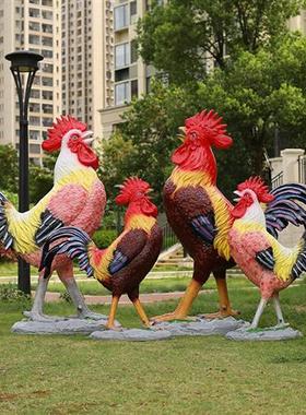 玻璃纤维母鸡模型夜光动物雕塑酒店入口庭院装饰