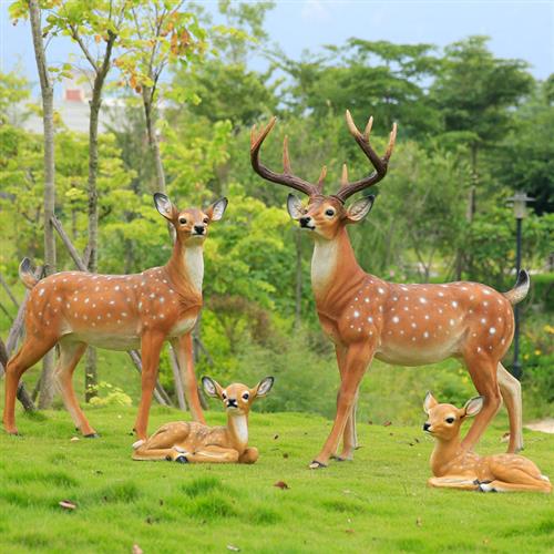 仿真梅花鹿玻璃钢雕塑摆件园林景观小品户外庭院草坪装饰动物模型