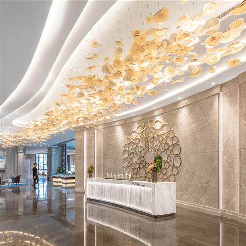 酒店大堂工程灯售楼部沙盘大厅异形荷叶玻璃吊灯大型商场非标定制