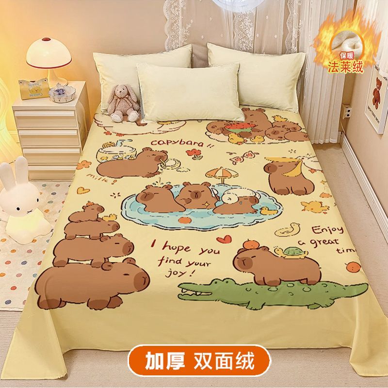 冬季加厚牛奶绒床单卡皮