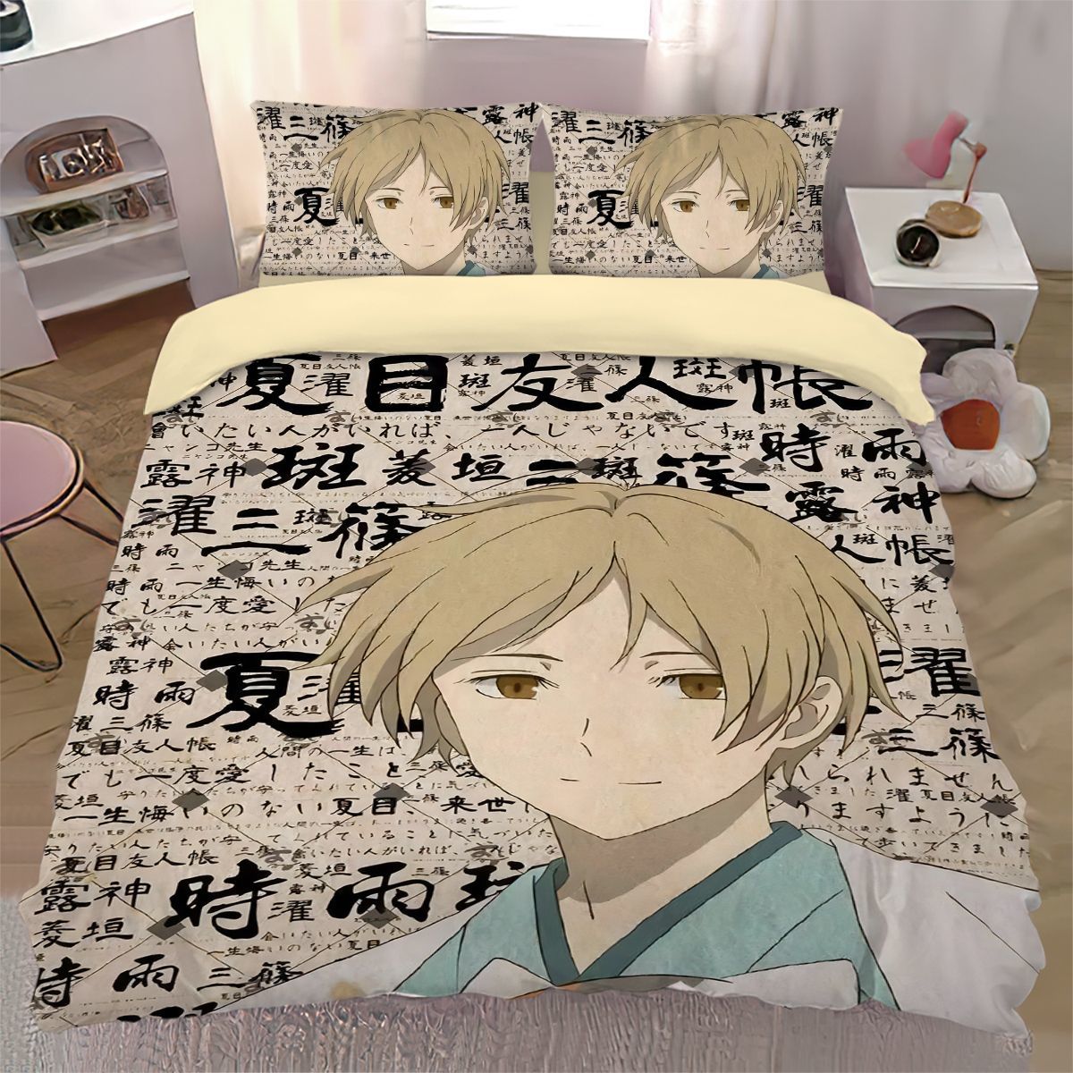 2026夏目友人帐床上四件套卡通招财猫老师被套儿童三件套学生动漫