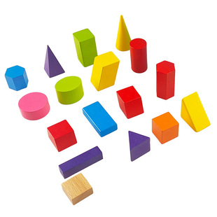 几何形体模型方块积木块正方体立方体教具平行四边形菱形圆柱圆锥三棱柱四棱锥五六榉木质彩色小学数学学具