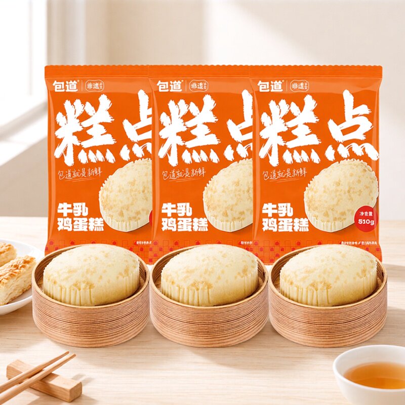包道广式点心蒸蛋糕小米糕儿童早餐速冻食品营养早点 组合3包装