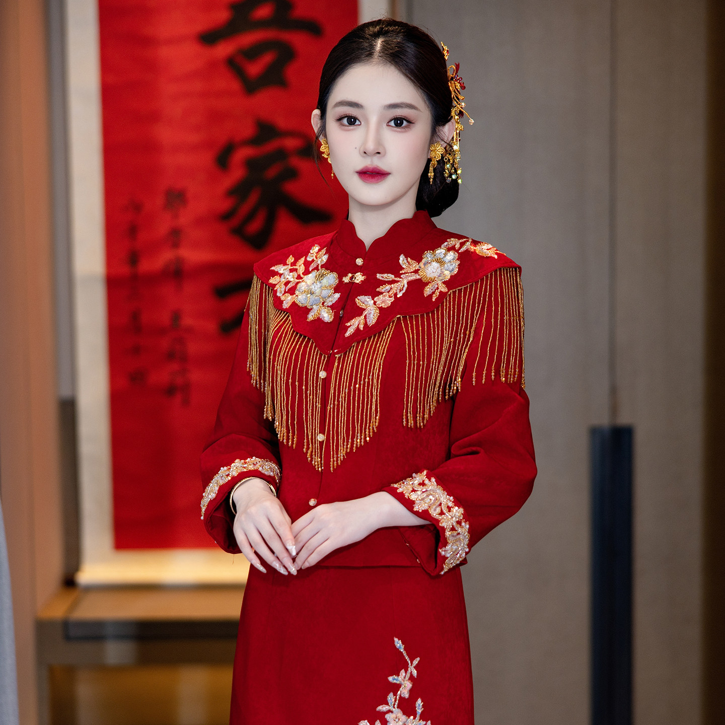 红色新中式秀禾服新娘2026新款重工刺绣结婚礼服女高级感中式婚礼图片