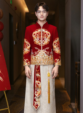 2026新款男士秀禾服新郎结婚中式重工龙纹刺绣敬酒服高级奢华新婚