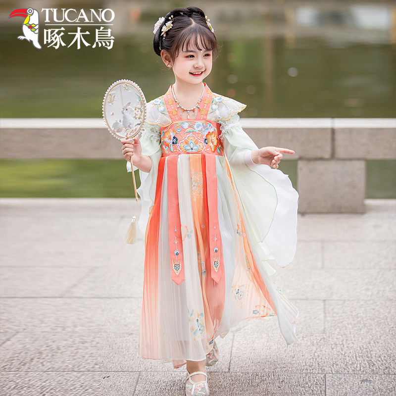 啄木鸟夏季女童汉服套装演出服