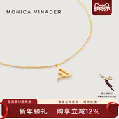 Monica Vinader莫妮卡项链字母项链轻奢小众银镀金颈链定制送礼
