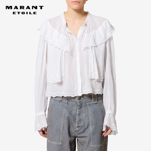 【26早秋新品】MARANT ETOILE KELMON法式荷叶边棉质薄纱罩衫