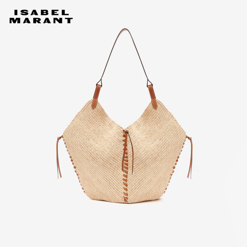 ISABEL MARANT TAMPA法式休闲大容量拉菲草草编包单肩包女