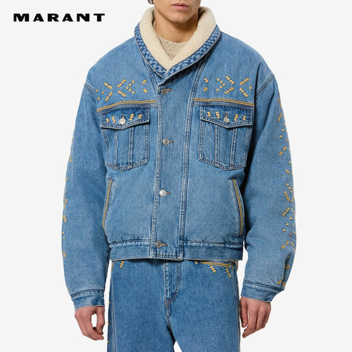 【26早秋新品】MARANT JACKSON毛质内衬刺绣牛仔夹克男