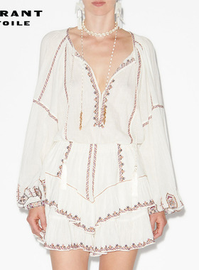 MARANT ETOILE FERNANDA刺绣流苏长袖衬衫