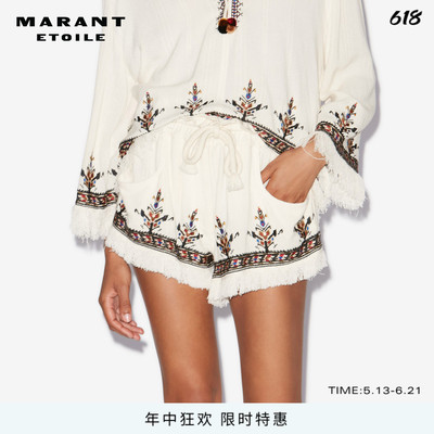 MARANT ETOILE2025 KRISS民族风刺绣流苏装饰短裤女