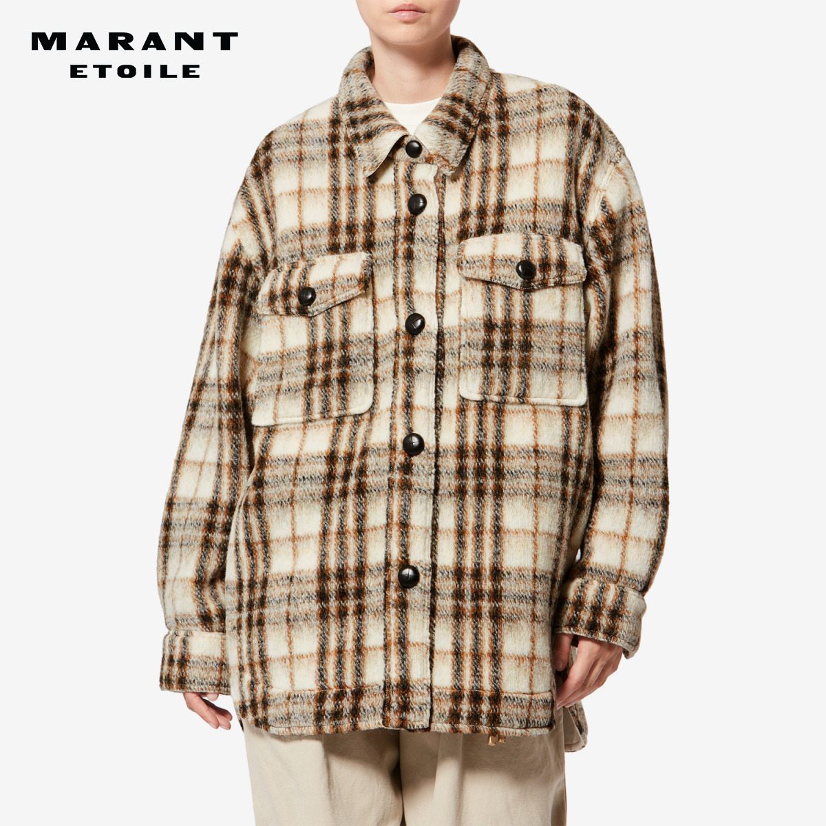 MARANT ETOILE2026早春新款Harveli 格纹羊毛大衣