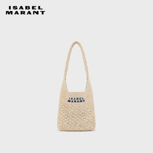 【早秋新品】ISABEL MARANT PRAIA SMALL拉菲草编织LOGO手袋包女
