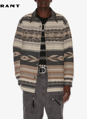 MARANT2025 DALTON男女同款民族风衬衫领条纹复古外套