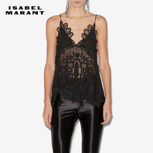 ISABEL VICTORIA黑色刺绣蕾丝吊带背心女 MARANT