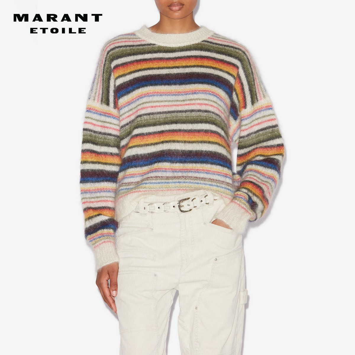 MARANT ETOILE2025 DRUSSELL复古条纹拉绒马海毛毛衣女