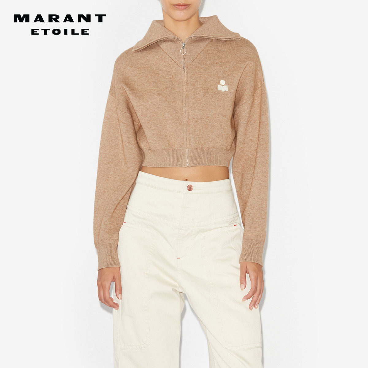 MARANT ETOILE OXANE针织开襟衫翻领拉链短款上衣女