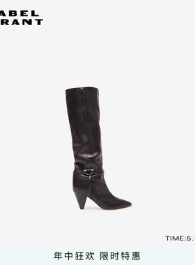 ISABEL MARANT LEARL尖头牛皮黑色高跟气质长筒靴女