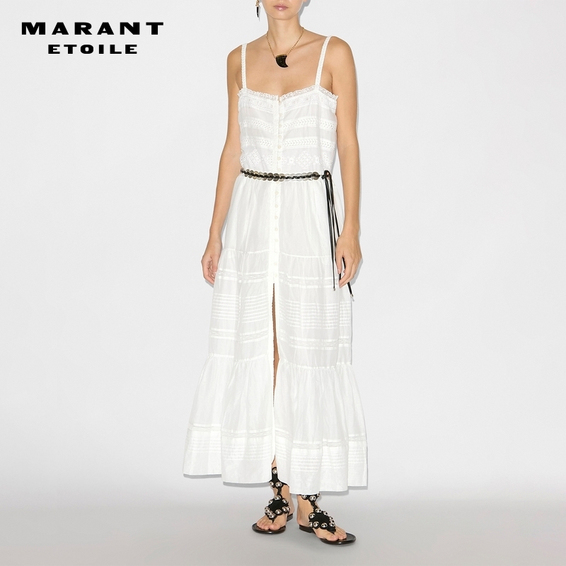 MARANT ETOILE2025春夏新款DIVINE优雅长款棉吊带连衣裙女