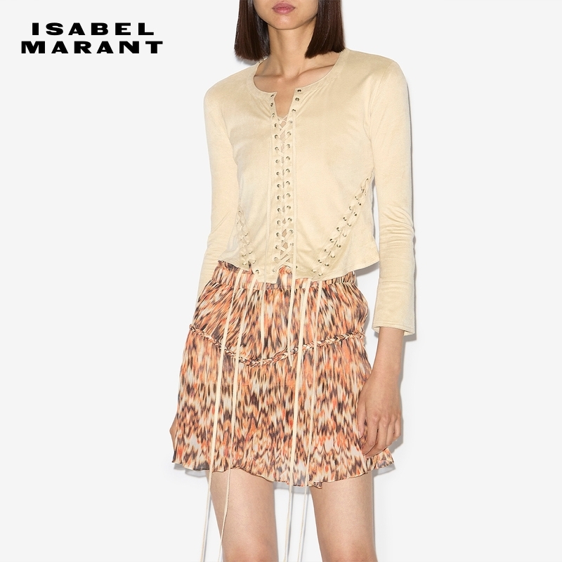 ISABEL MARANT2025春夏新款SEATLE时尚穿绳绑带圆领上衣女