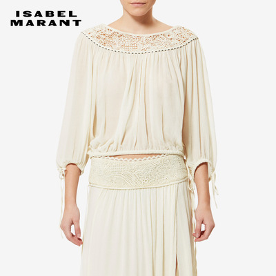 ISABEL MARANT2026春夏新款NELIDA 米白色丝质薄纱衬衫