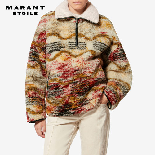 MARANT ETOILE MARNER 云朵印花抓绒半拉链上衣