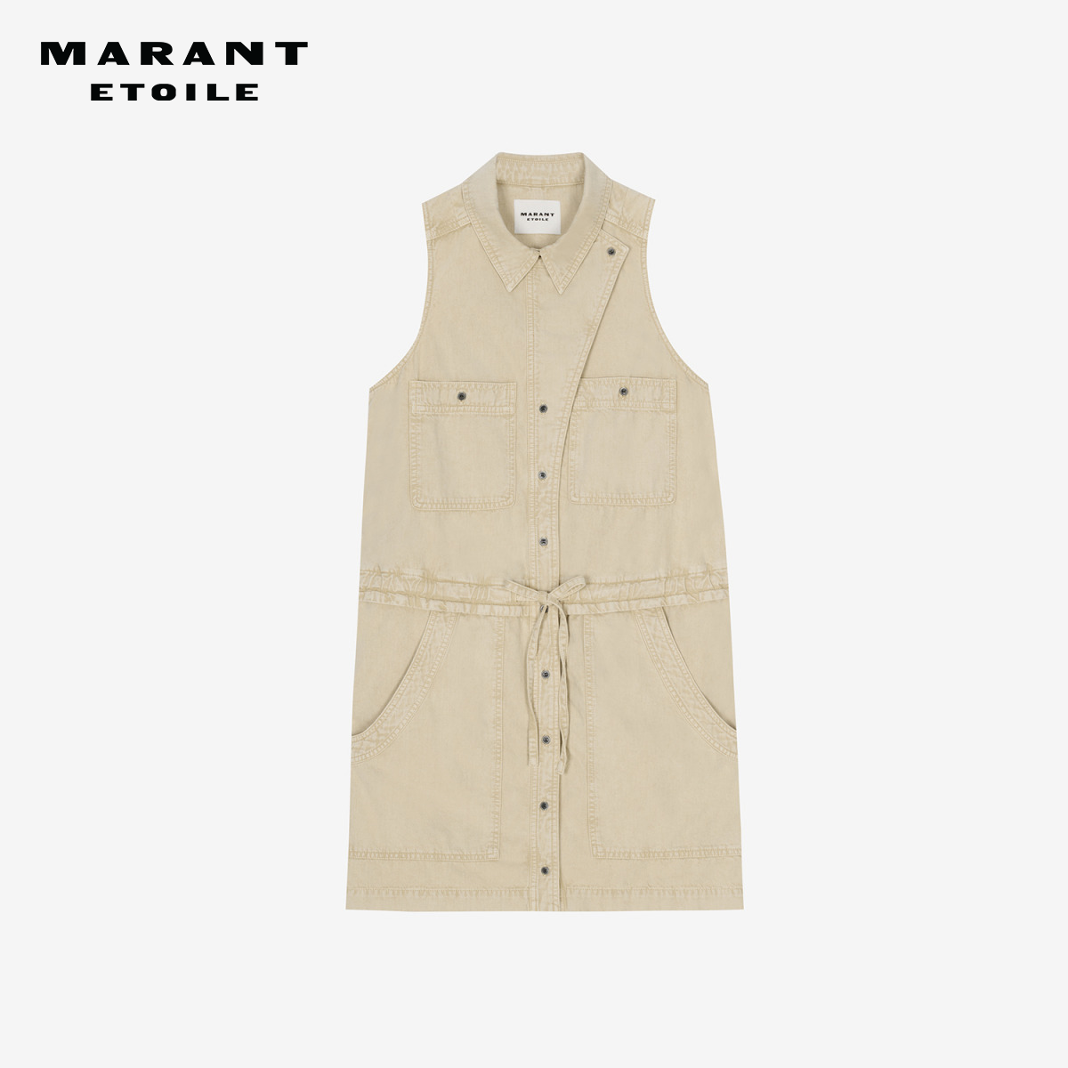 MARANT ETOILE2025 INES无袖翻领纽扣连衣裙女,女装/女士精品,连衣裙,淘宝优惠券,粉丝福利购,淘宝优惠卷