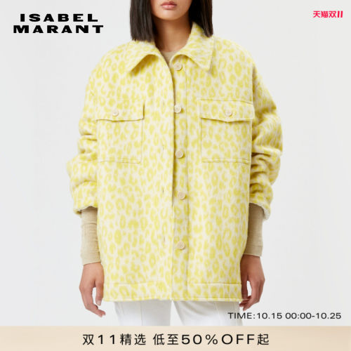 ISABEL MARANT ODELINO时尚豹纹衬衫式羊毛大衣女