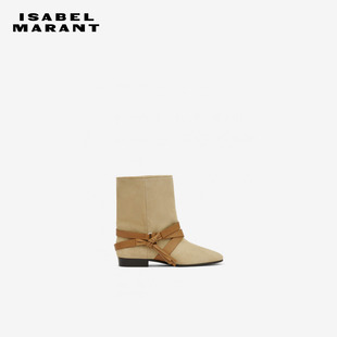 ISABEL MARANT REJEN 法式复古拼色绑带短靴女