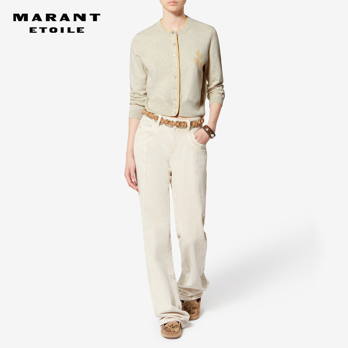 MARANT ETOILE2026早春新款LONA 女式修身棉羊毛混纺针织开襟衫
