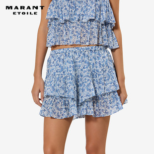 MARANT ETOILE2026春夏新款JOCADIA 荷叶边印花棉纱短裤