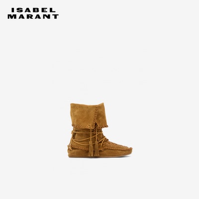ISABEL MARANT WINKI法式复古流苏绑带 编织皮靴
