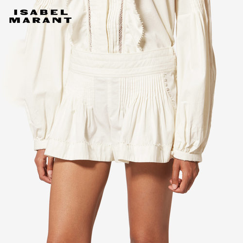 ISABEL MARANT2026春夏新款CYBILA 波西米亚风棉质褶裥短裤
