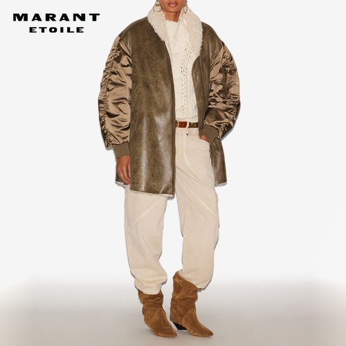 MARANT ETOILE2025早秋新款EVINA缎面拼接大衣