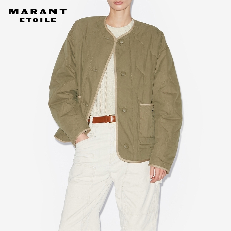 MARANT ETOILE2025新款GRETEL时尚中长款廓版绗缝棉服外套女