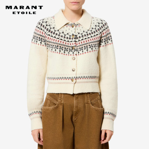 【26秋冬新品】MARANT ETOILE ZOE复古羊毛棉质混纺条纹针织开衫