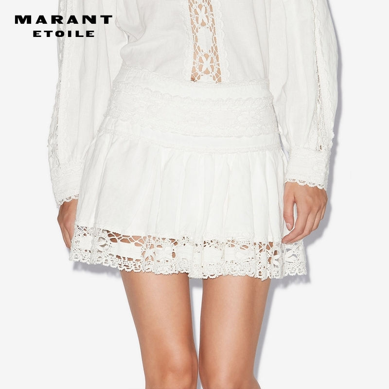 MARANT ETOILE2025春夏新款VIOLANA法式白色蕾丝短裙女