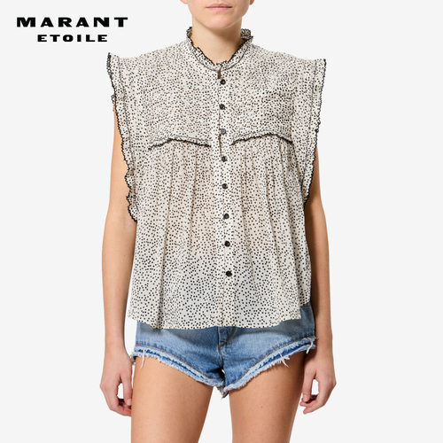 【26早秋新品】MARANT ETOILE DERSIA法式波点棉质薄纱无袖衬衫
