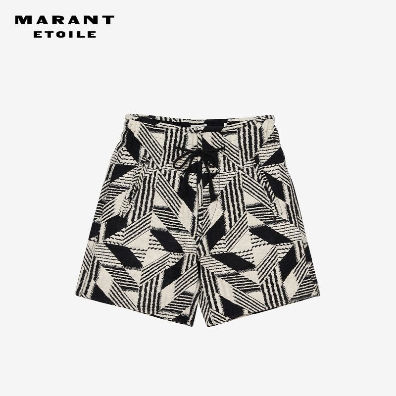 MARANT ETOILE2025 SHORT LINIMA几何抽象图案抽绳短裤女