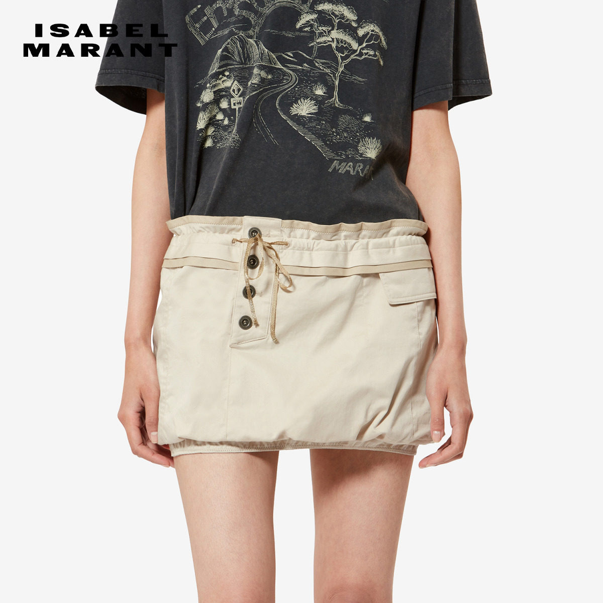 ISABEL MARANT2026春夏新款JAMILY 短款棉缎裙