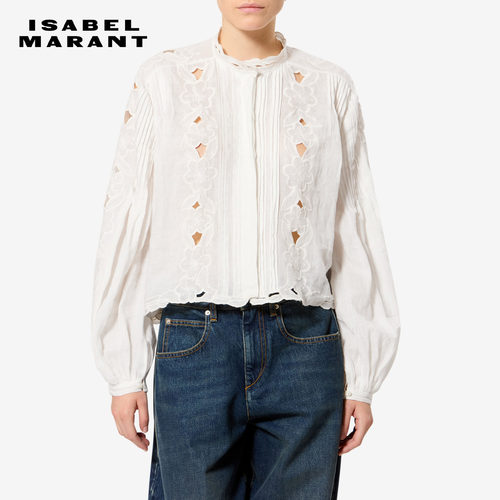 【26早秋新品】ISABEL MARANT RUBRA法式镂空刺绣苎麻衬衫