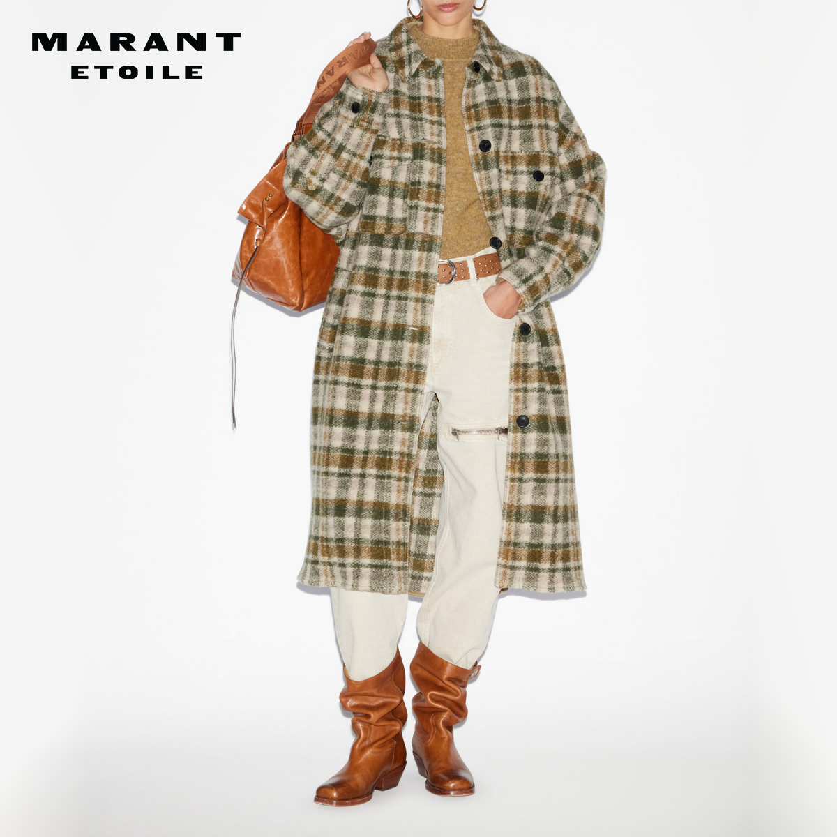 24早秋复古经典翻领格纹大衣