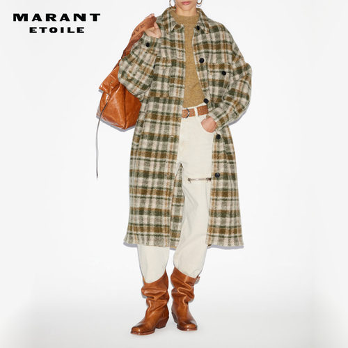 24早秋复古经典翻领格纹大衣