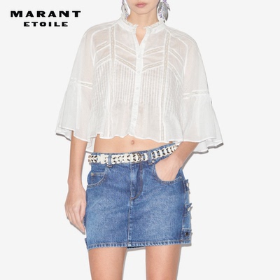 MARANT ETOILE GRAMY法式蕾丝拼接喇叭袖衬衫女