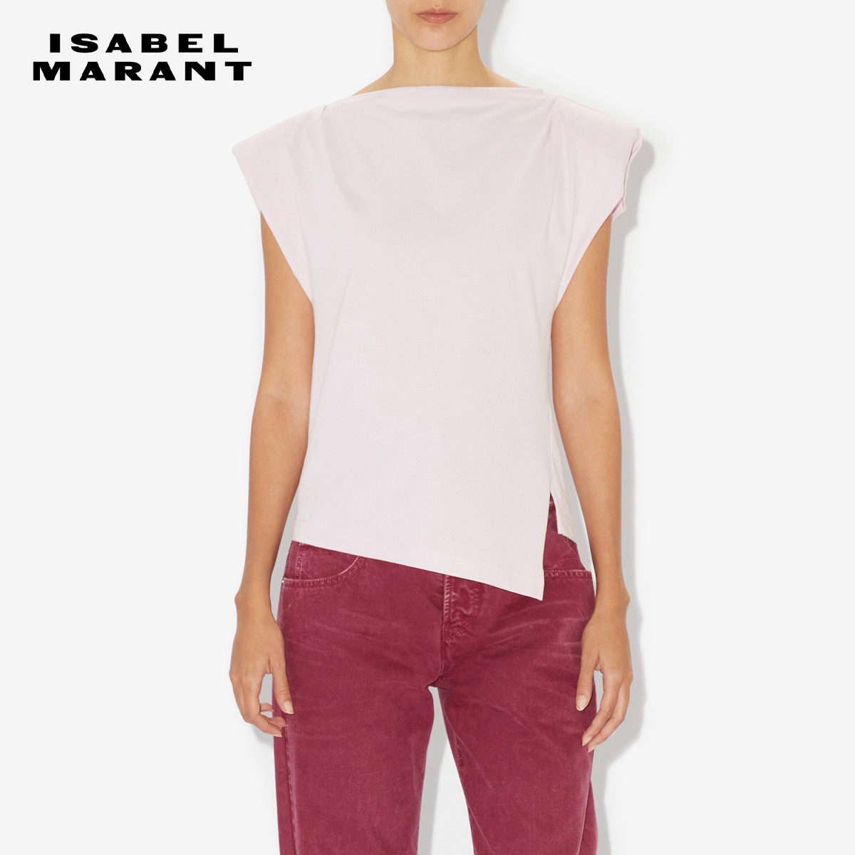 ISABEL MARANT SEBANI 纯色简约T恤垫肩女 - 实物图