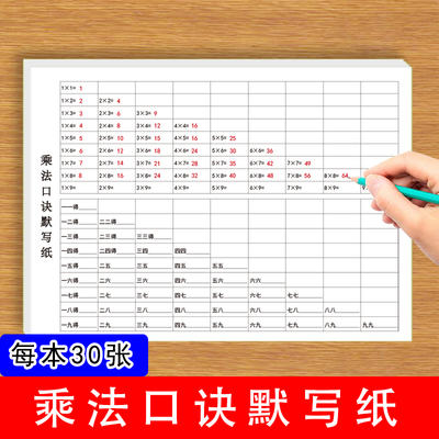 小学生数学乘法口诀默写纸
