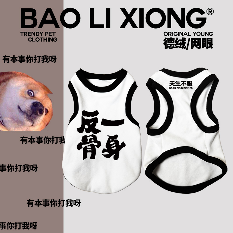 背心式可爱狗狗衣服一身反骨搞笑文字小狗的衣服小猫德绒保暖衣服